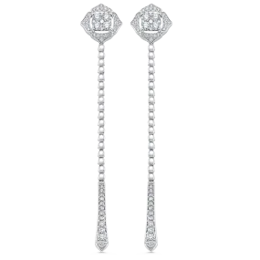 0.75 TCW Round Moissanite Diamond Long Drop Earrings