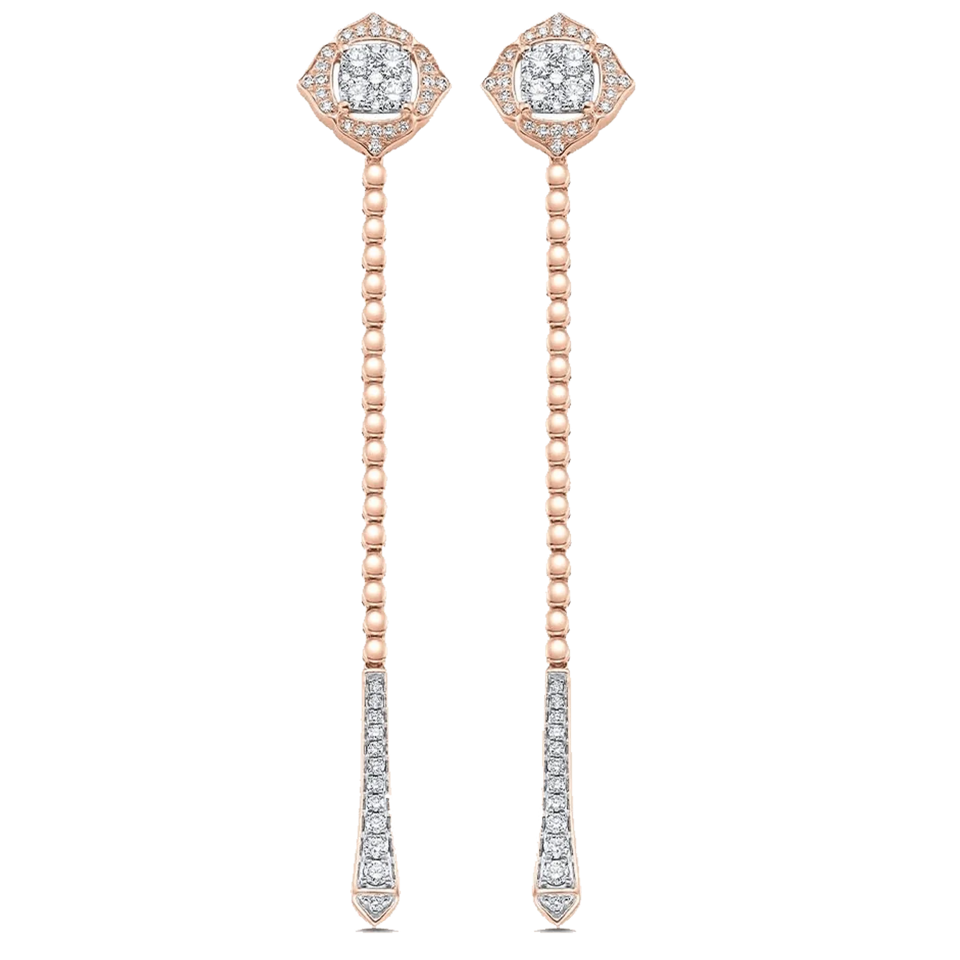 0.75 TCW Round Moissanite Diamond Long Drop Earrings