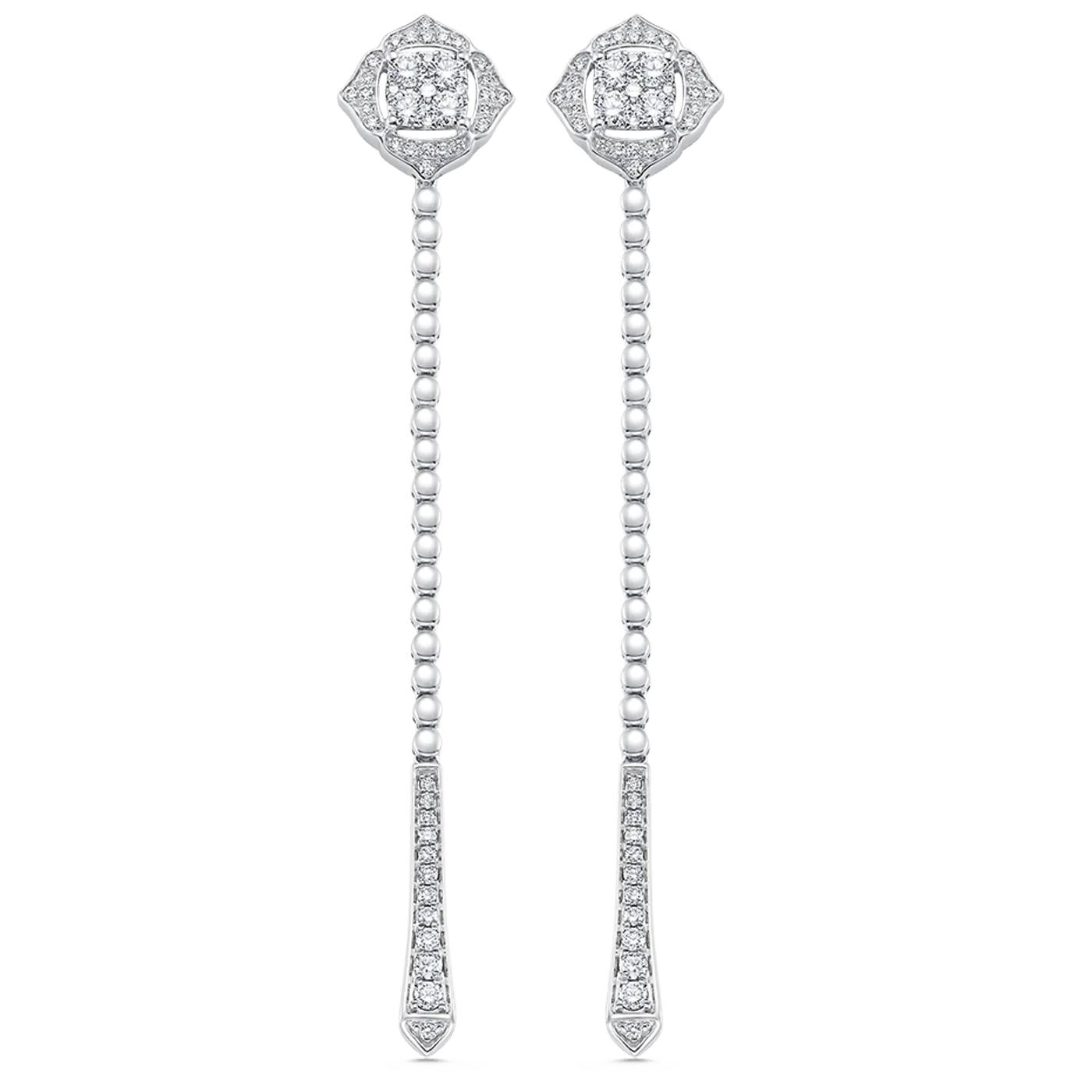 0.75 TCW Round Moissanite Diamond Long Drop Earrings