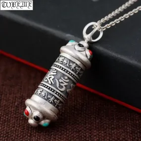 100% 90 Silver Tibetan Gau Pendant Necklace Buddhist OM Mani Padme Hum Prayer Box Pendant Tibetan Box Pendant