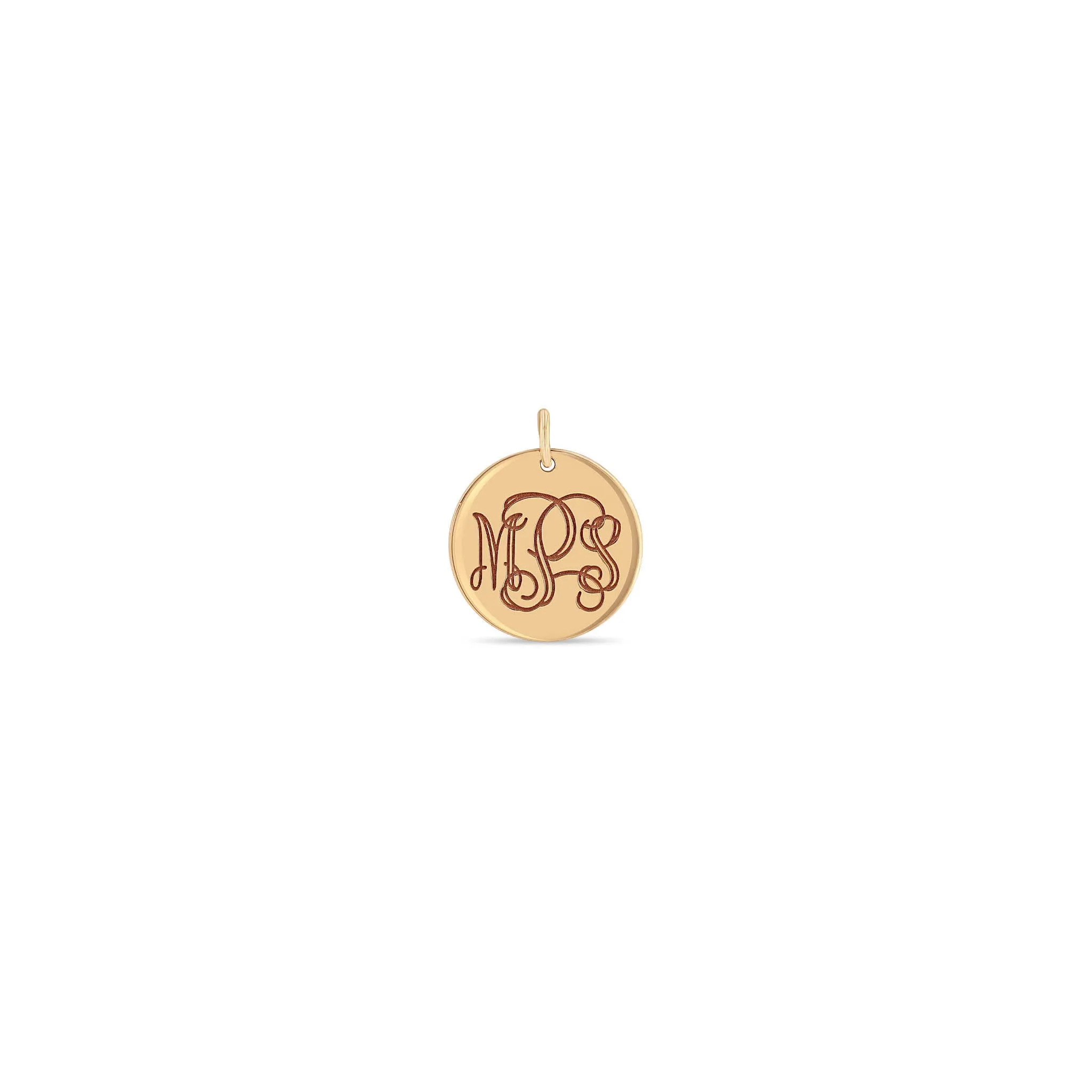 14k Single Monogram Medium Disc Charm