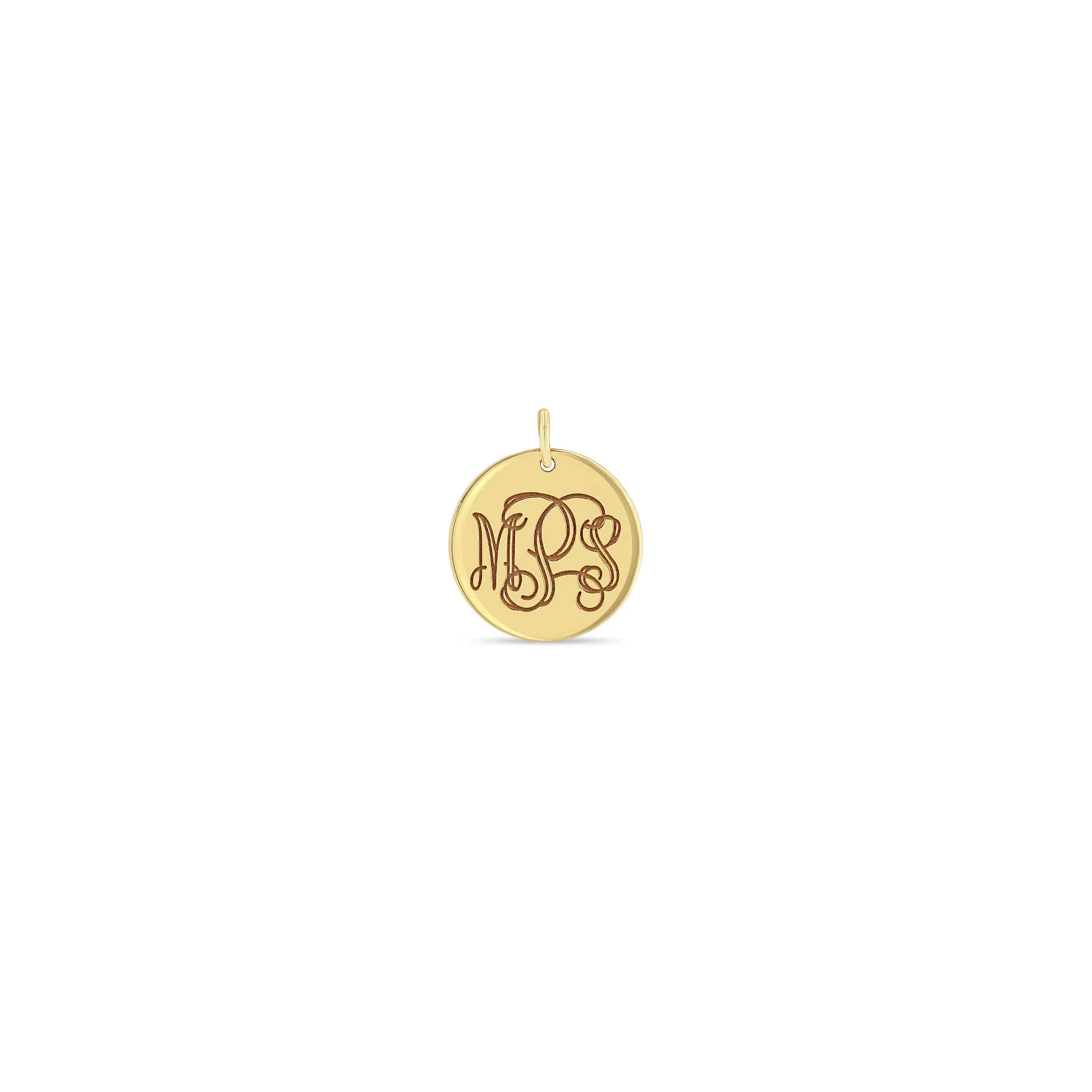 14k Single Monogram Medium Disc Charm