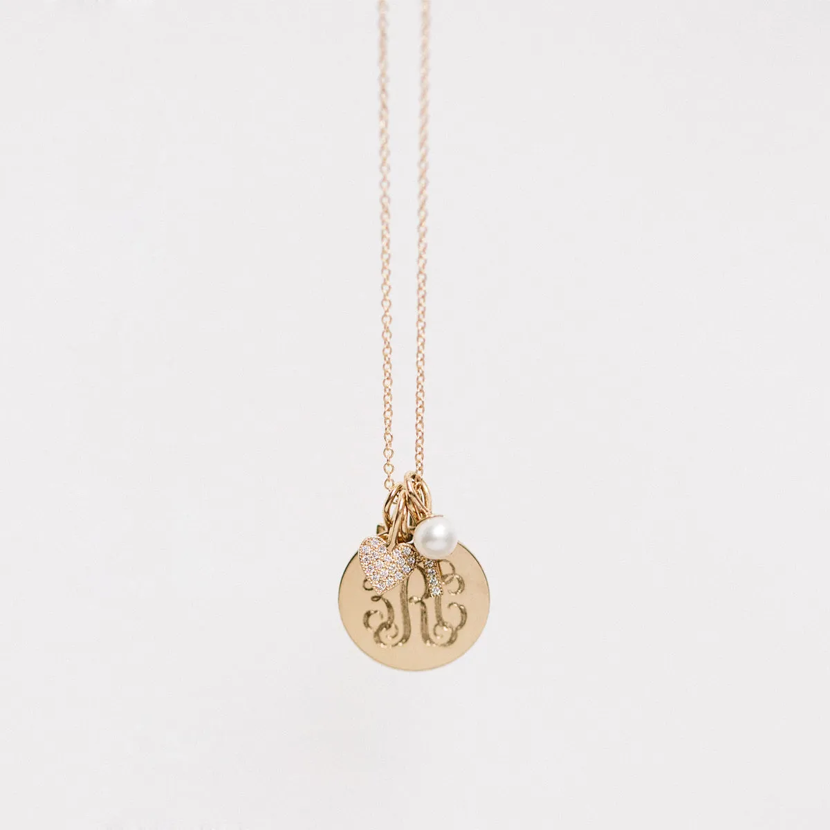 14k Single Monogram Medium Disc Charm