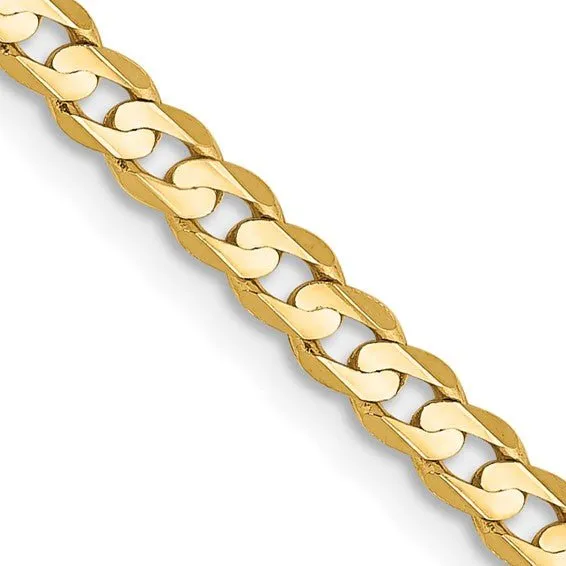 14K Y Gold 22 3mm Open Concave Curb Chain