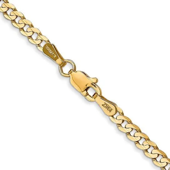 14K Y Gold 22 3mm Open Concave Curb Chain