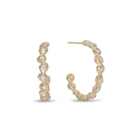 18K Diamond Dot Hoops Large