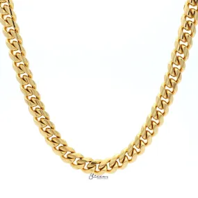 18K Gold Plated Stainless Steel Miami Cuban Curb Chain Necklace - 10mm Width