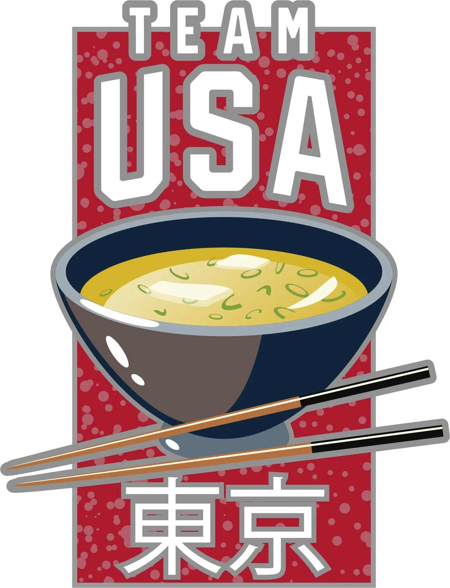 2020 Summer Olympics Tokyo Japan "Team USA" Ramen Noodles Metal Lapel Pin