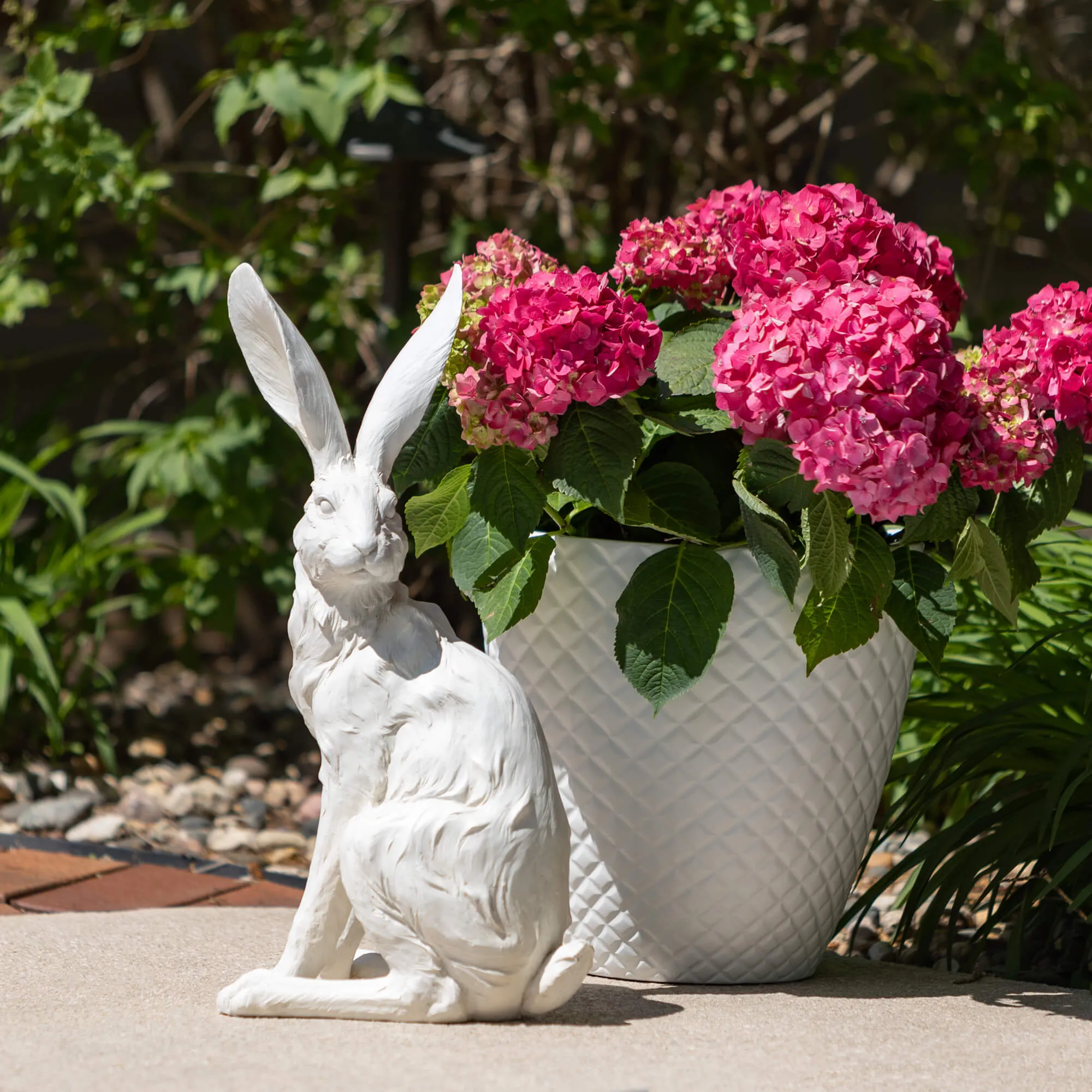 21"H Sullivans Large Whitewashed Rabbits Set of 2, Gray