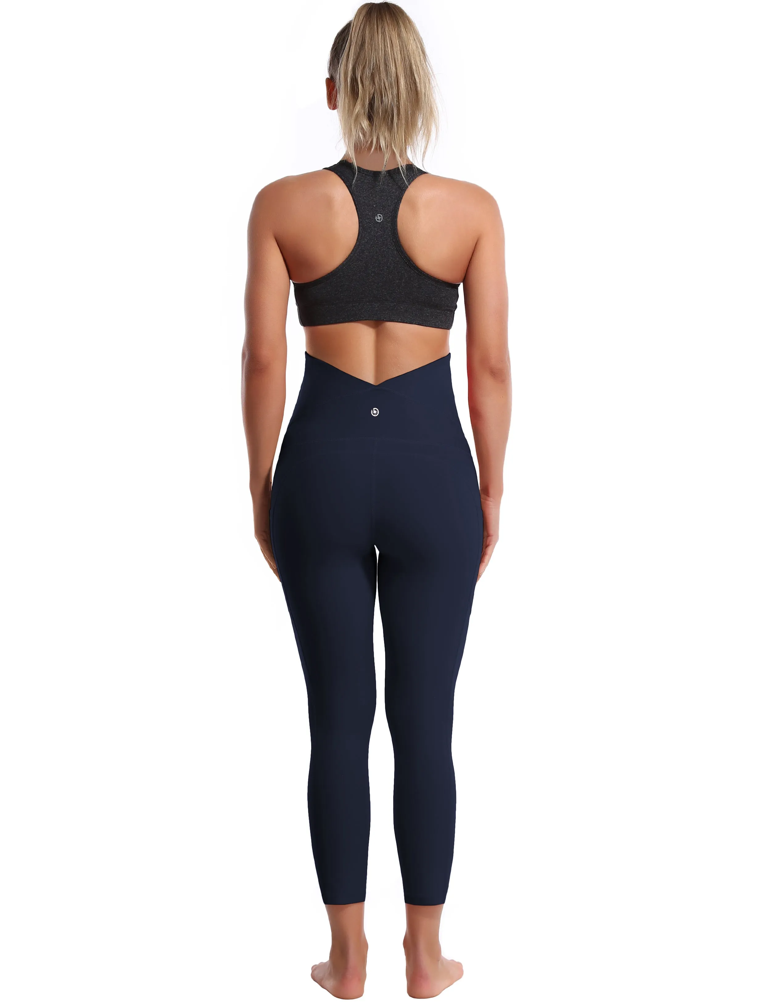 22" Side Pockets Maternity Yoga Pants darknavy