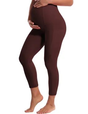 22" Side Pockets Maternity Yoga Pants mahoganymaroon