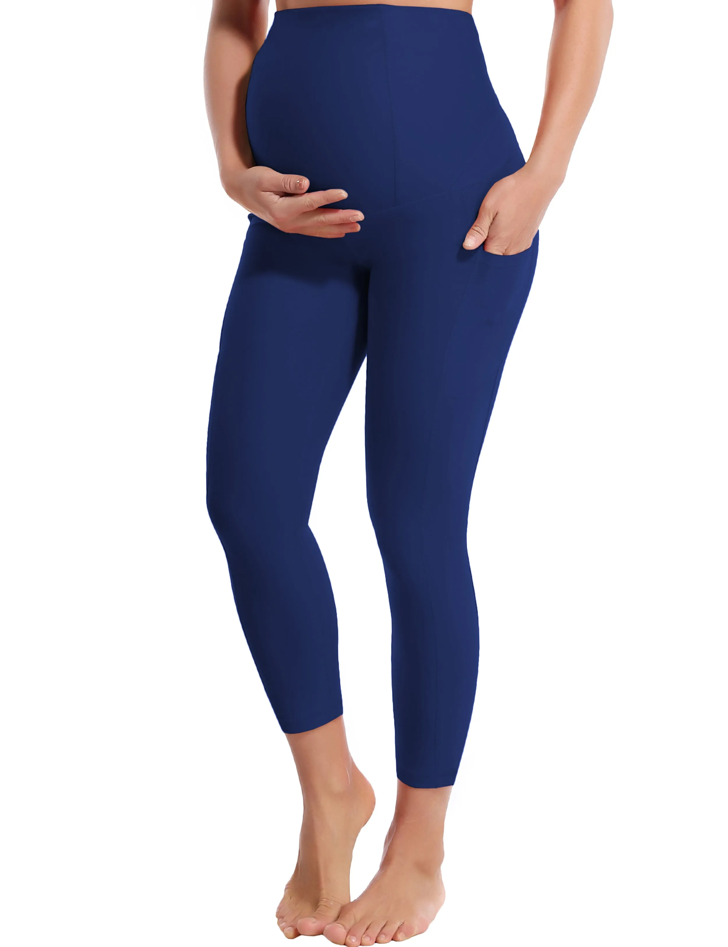 22" Side Pockets Maternity Yoga Pants navy