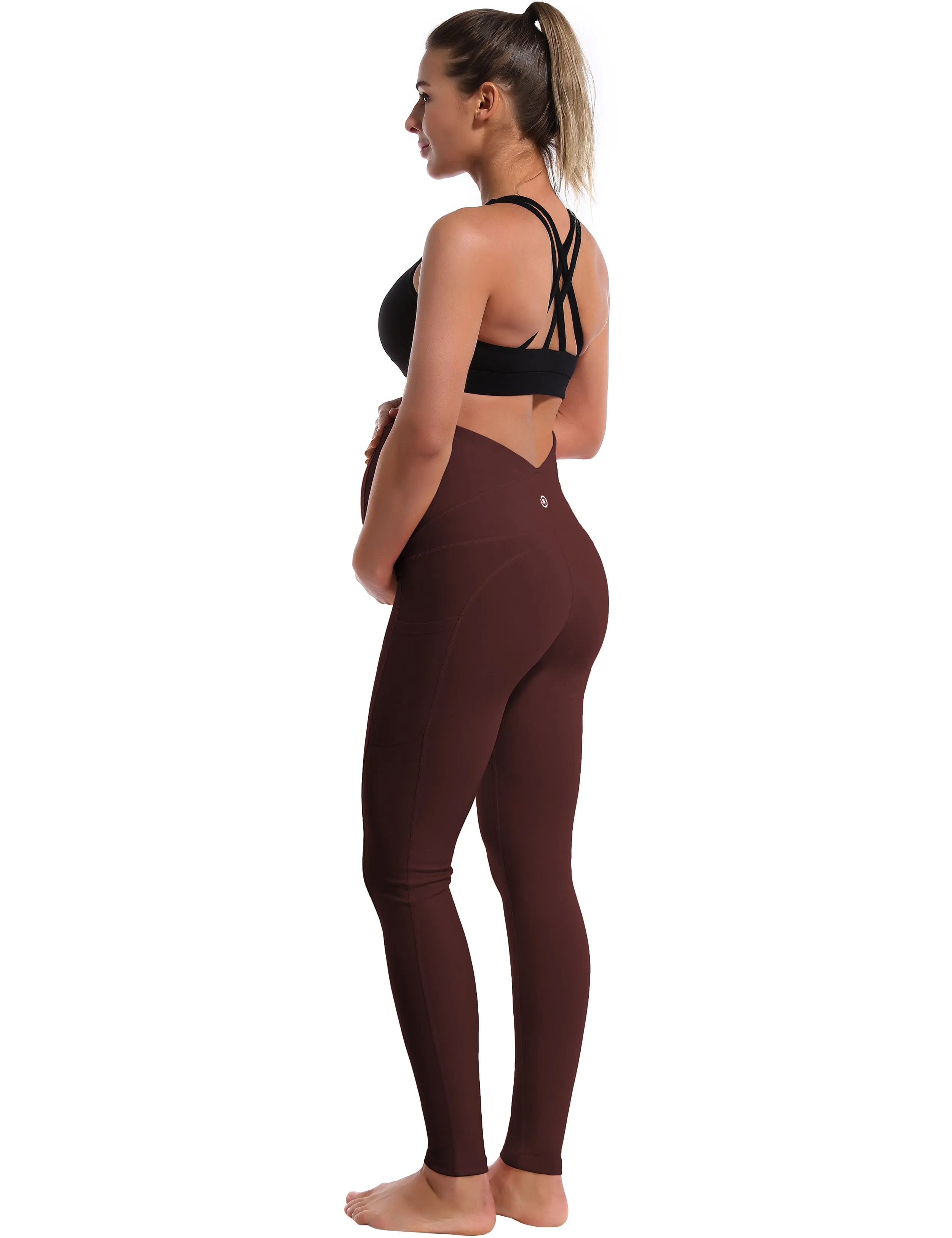 26" Side Pockets Maternity Yoga Pants mahoganymaroon