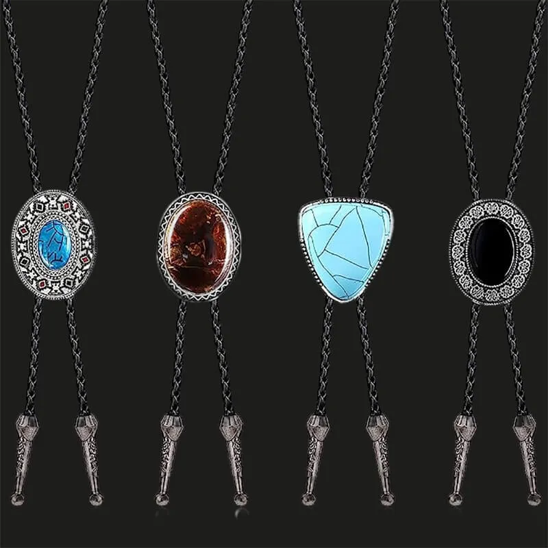 4 Pieces Gem-Set Men's Bolo Tie