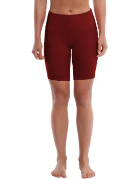 8" Side Pockets Yoga Shorts cherryred