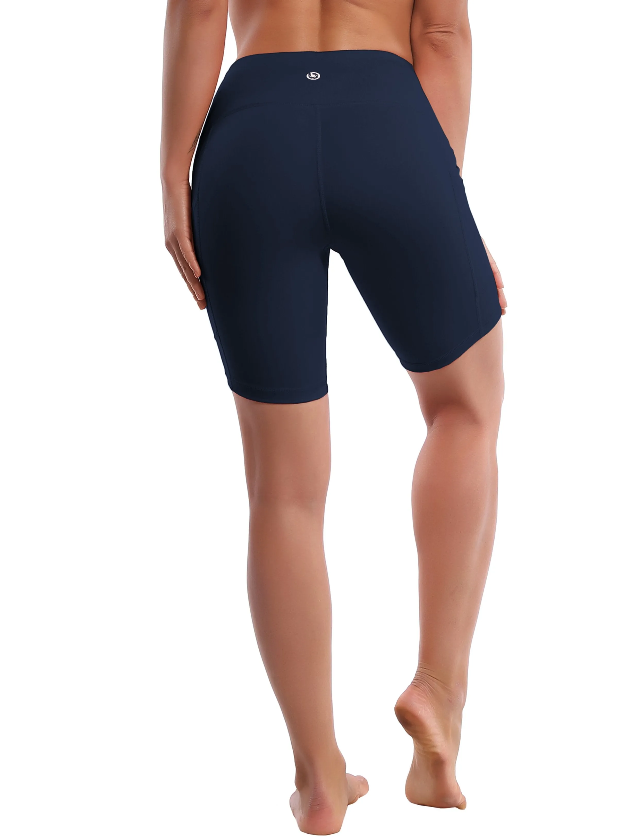 8" Side Pockets Yoga Shorts darknavy ins