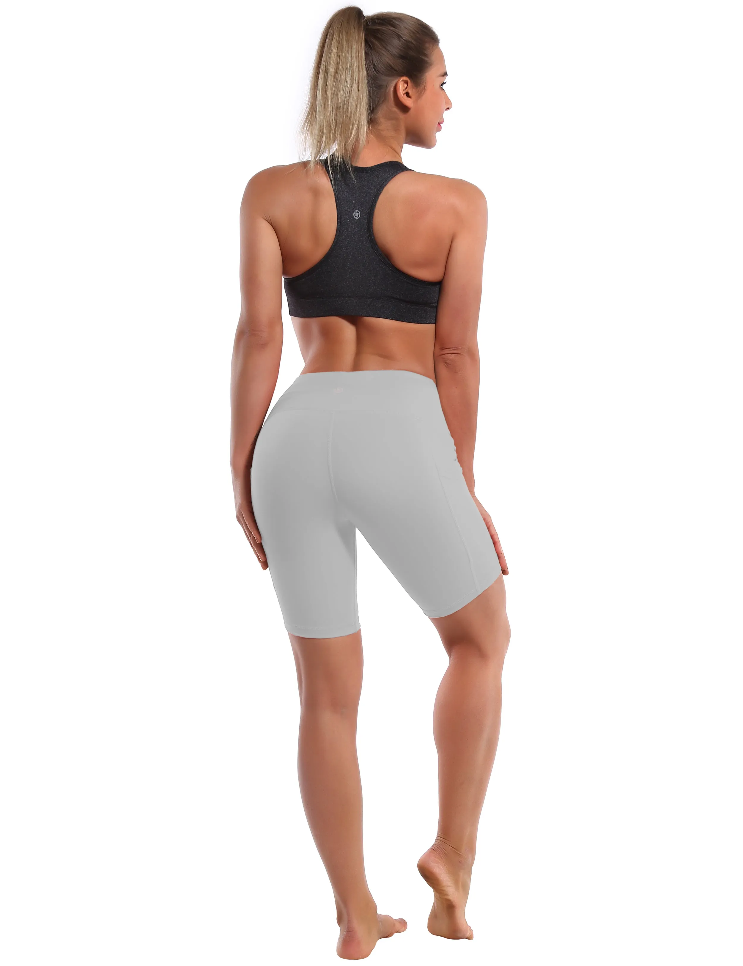 8" Side Pockets Yoga Shorts lightgray