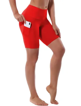 8" Side Pockets Yoga Shorts scarlet