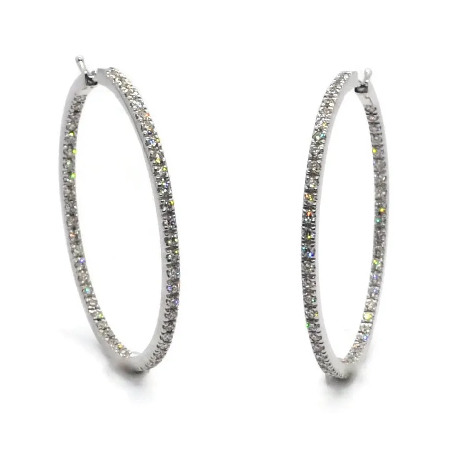 A & Furst - France Hoop Earrings with Diamonds, 18k White Gold, Diameter 40 mm