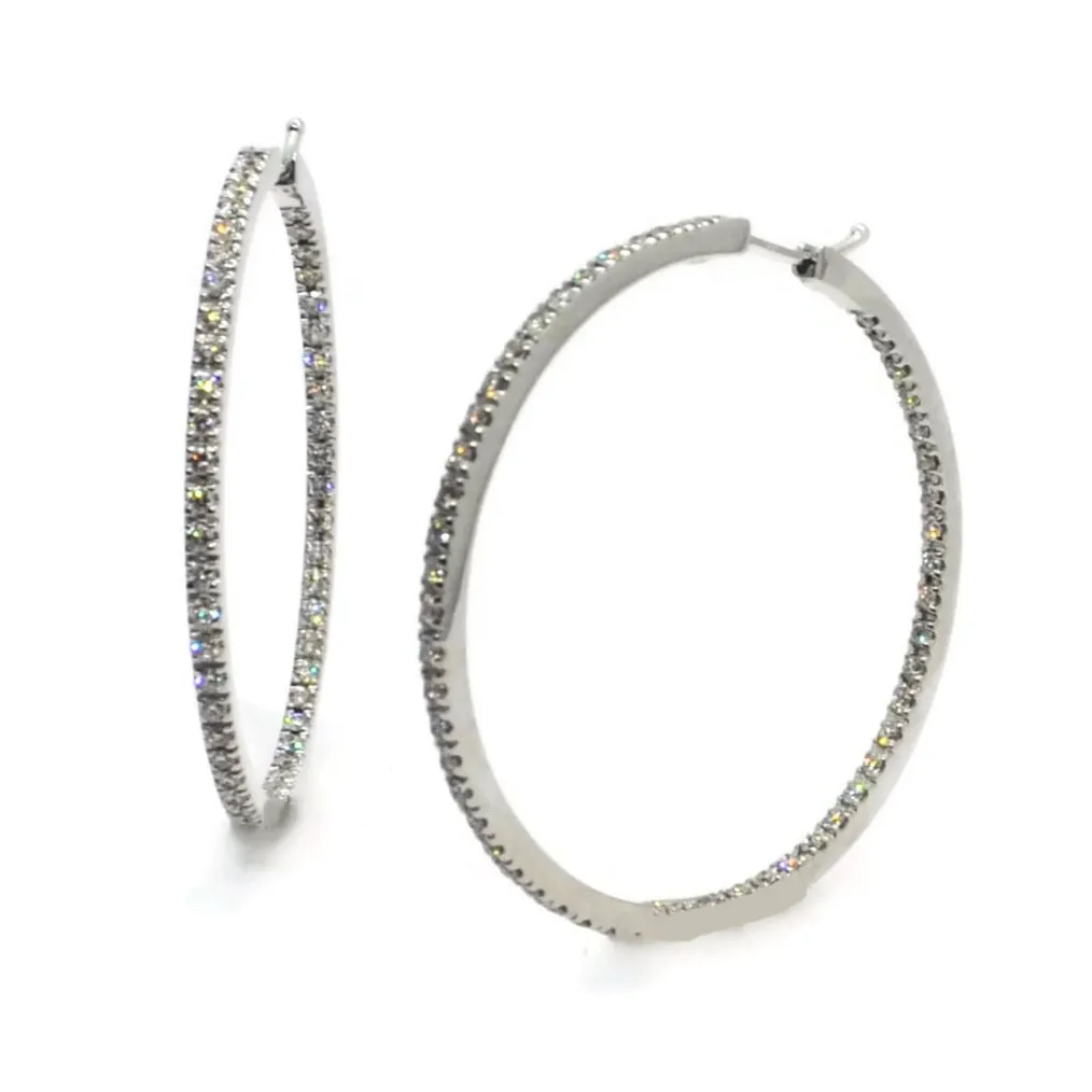 A & Furst - France Hoop Earrings with Diamonds, 18k White Gold, Diameter 40 mm