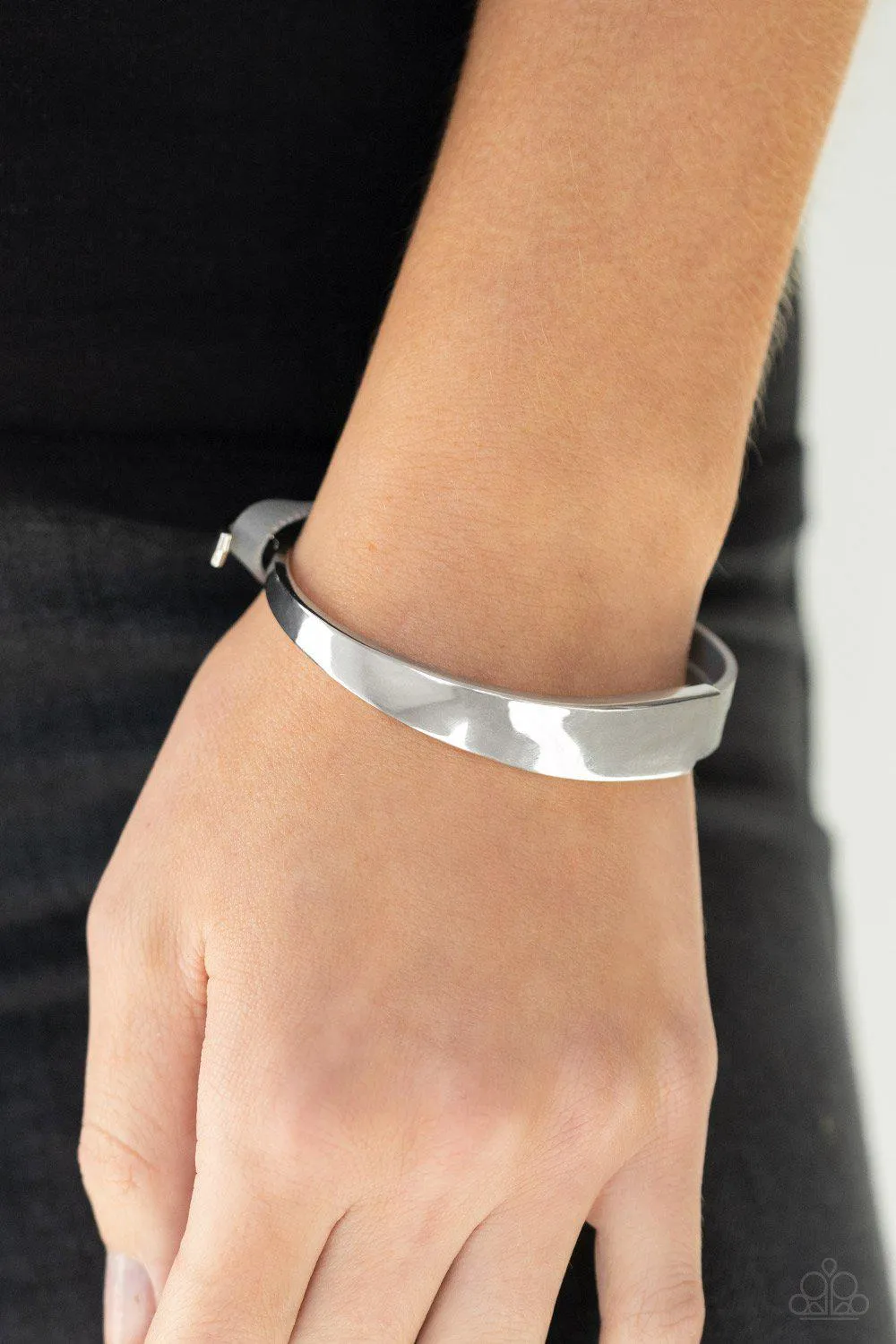 A Notch Above The Rest Silver and Gray Leather Bracelet - Paparazzi Accessories