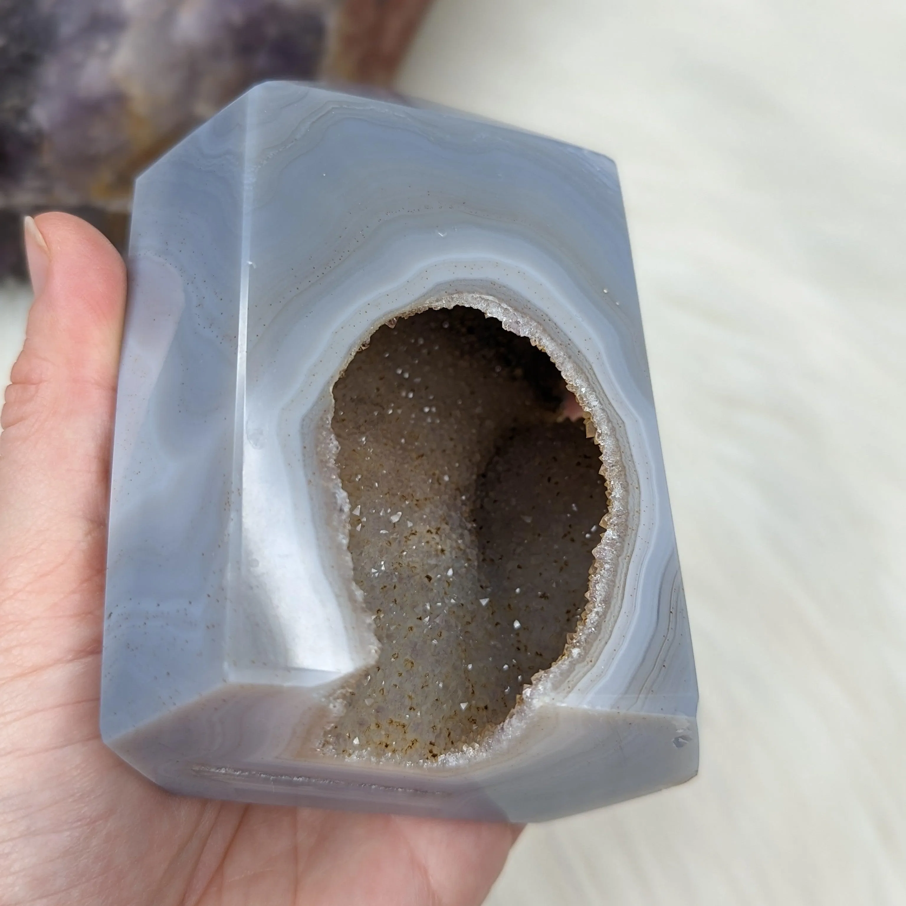 Agate Polished Point with GORGEOUS Druzy Cave ~ One of A Kind