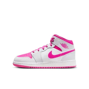 Air Jordan 1 Mid GS (Iris Whisper/Fire Pink/White)