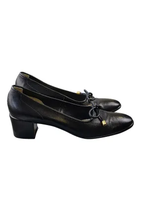 AMALFI Vintage Black Mid Heel Court Shoes (US 8.5 |UK 6.5)