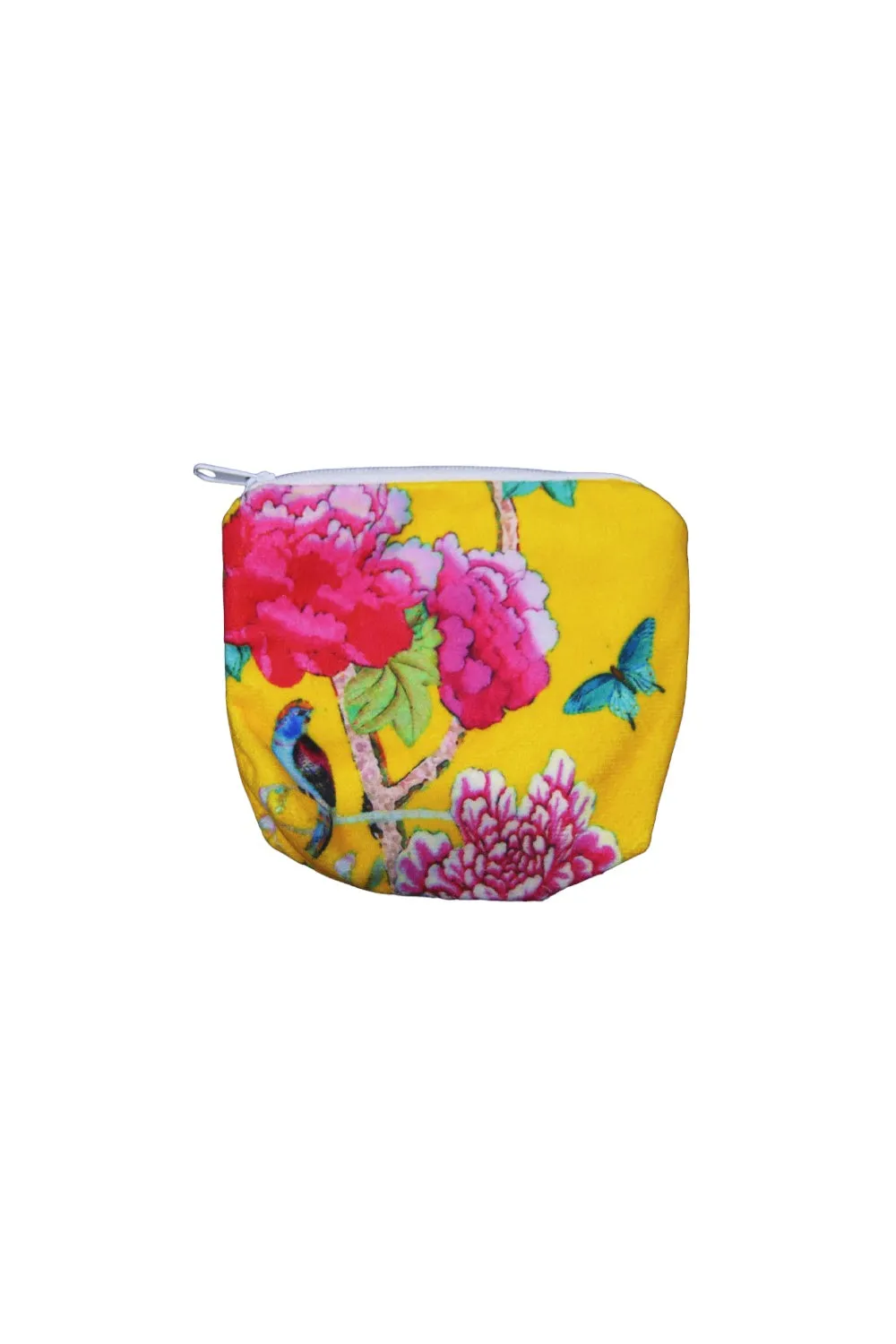 ANNA CHANDLER VELVET CHANGE PURSE SAFFRON BIRD