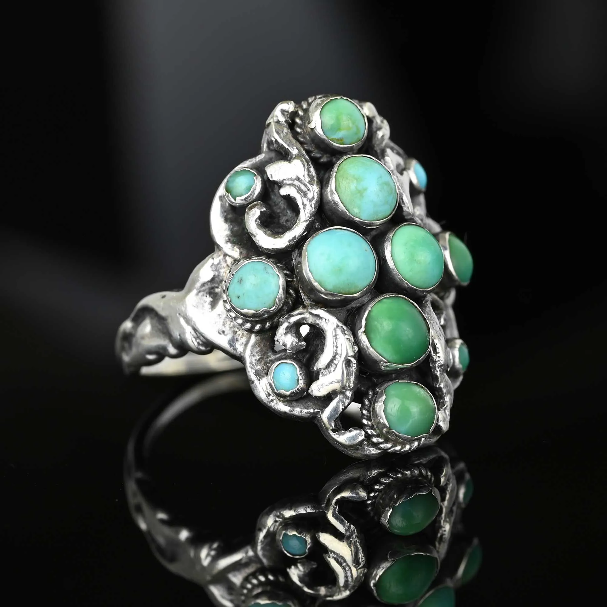 Antique Zoltan White Turquoise Ring, Austro Hungarian