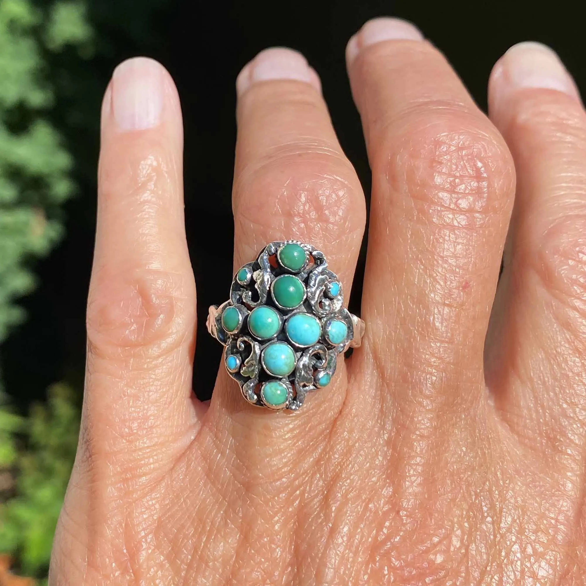 Antique Zoltan White Turquoise Ring, Austro Hungarian