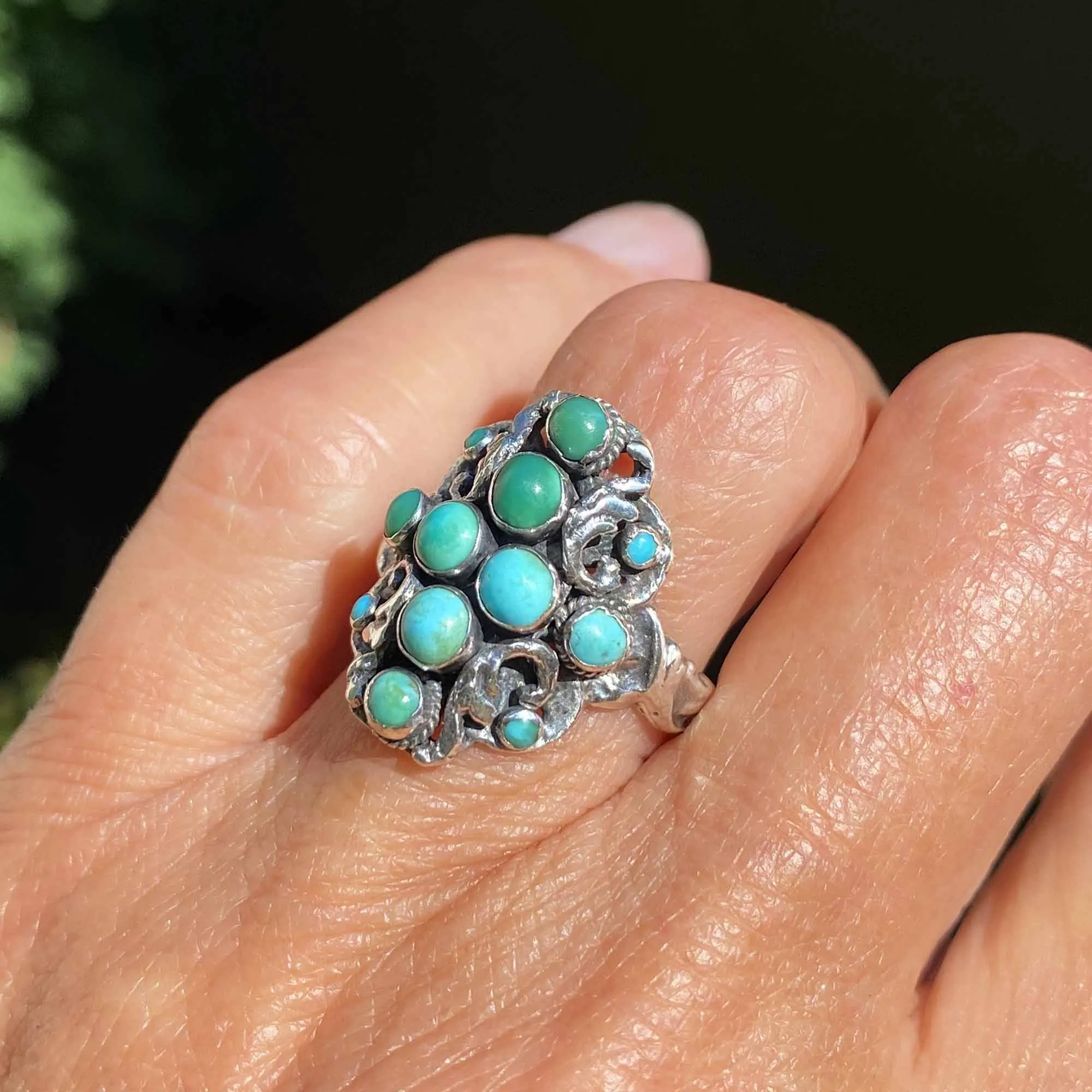 Antique Zoltan White Turquoise Ring, Austro Hungarian