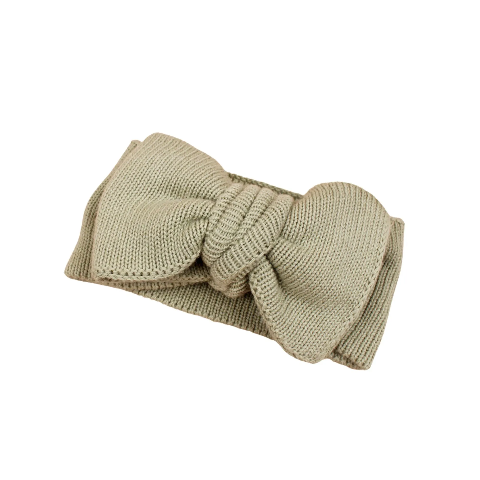 Baby Toddler Big Bow Ariel Headwrap Headband Soft in Latte