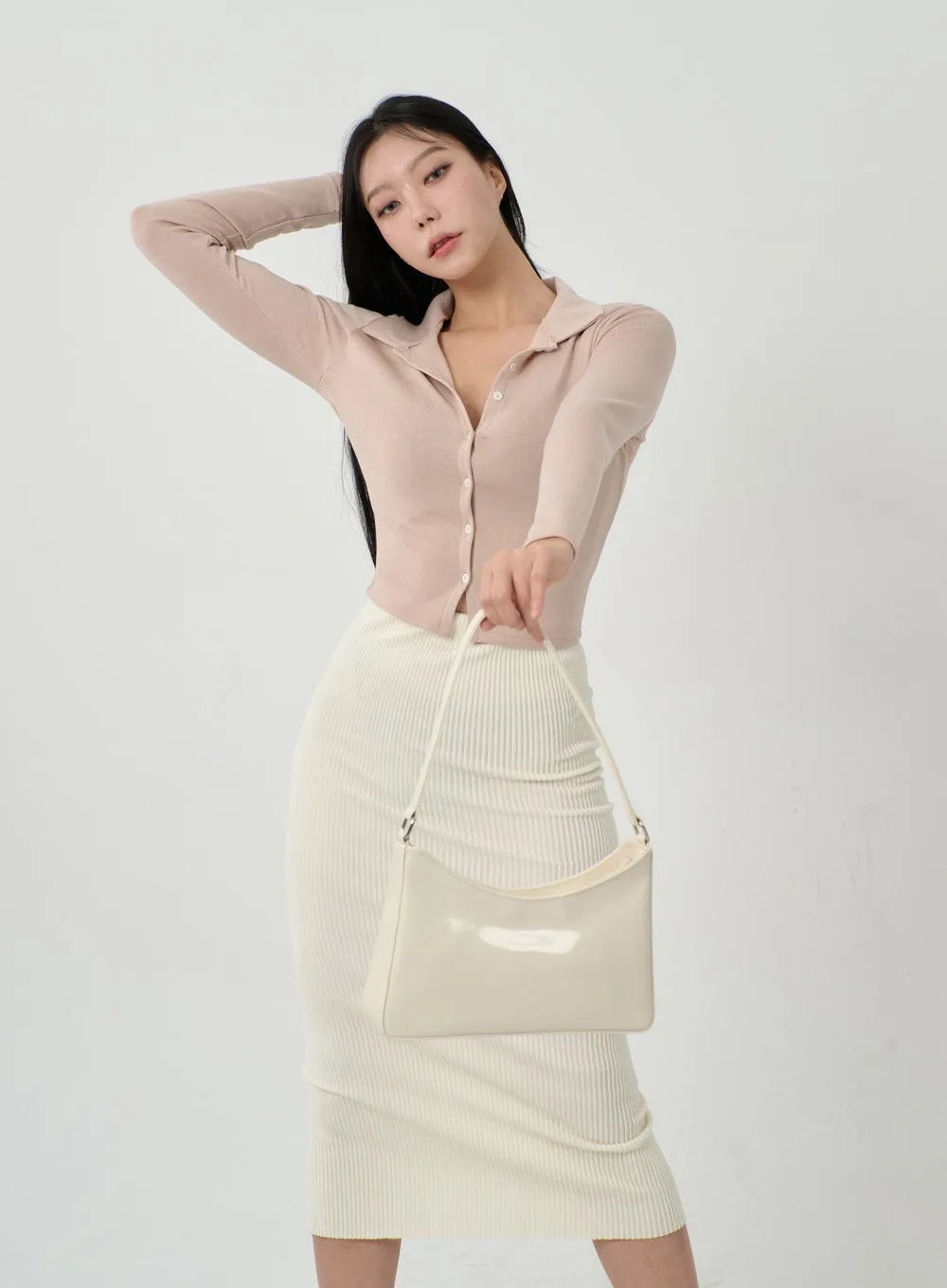 Back Slit Ribbed knit Maxi Skirt ID22