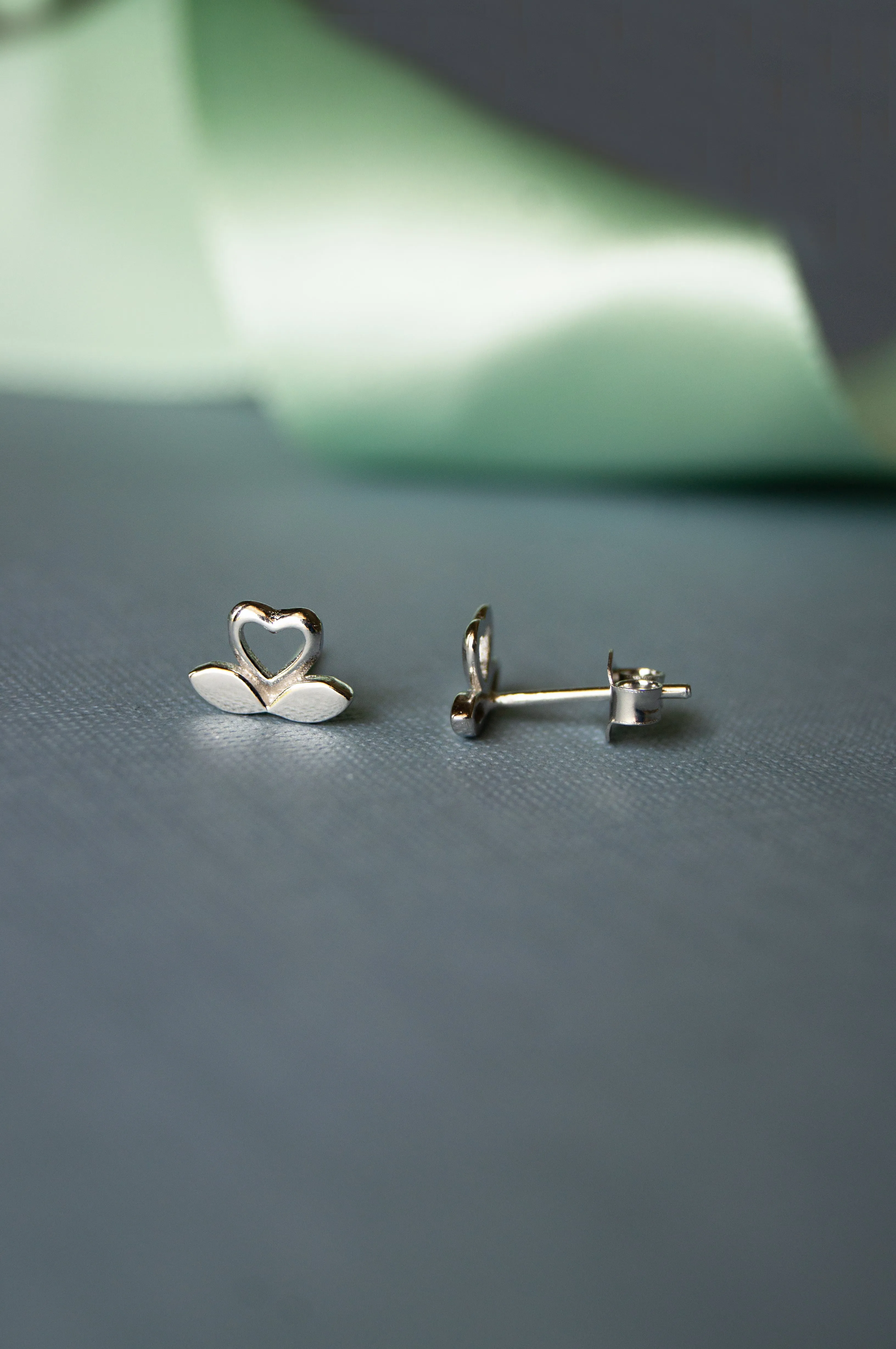 Blooming Heart Sterling Silver Mini Stud Earrings