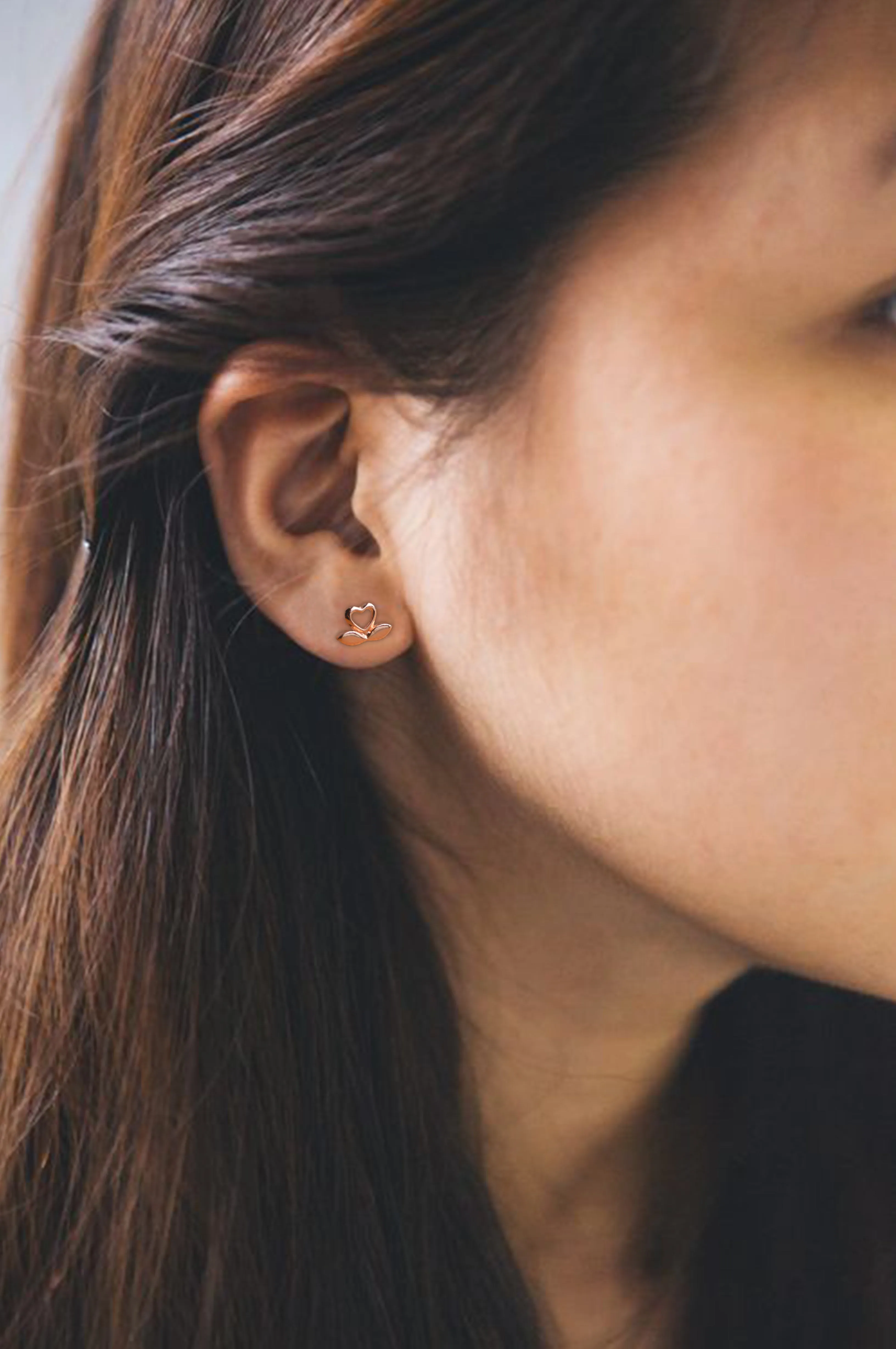 Blooming Heart Sterling Silver Mini Stud Earrings