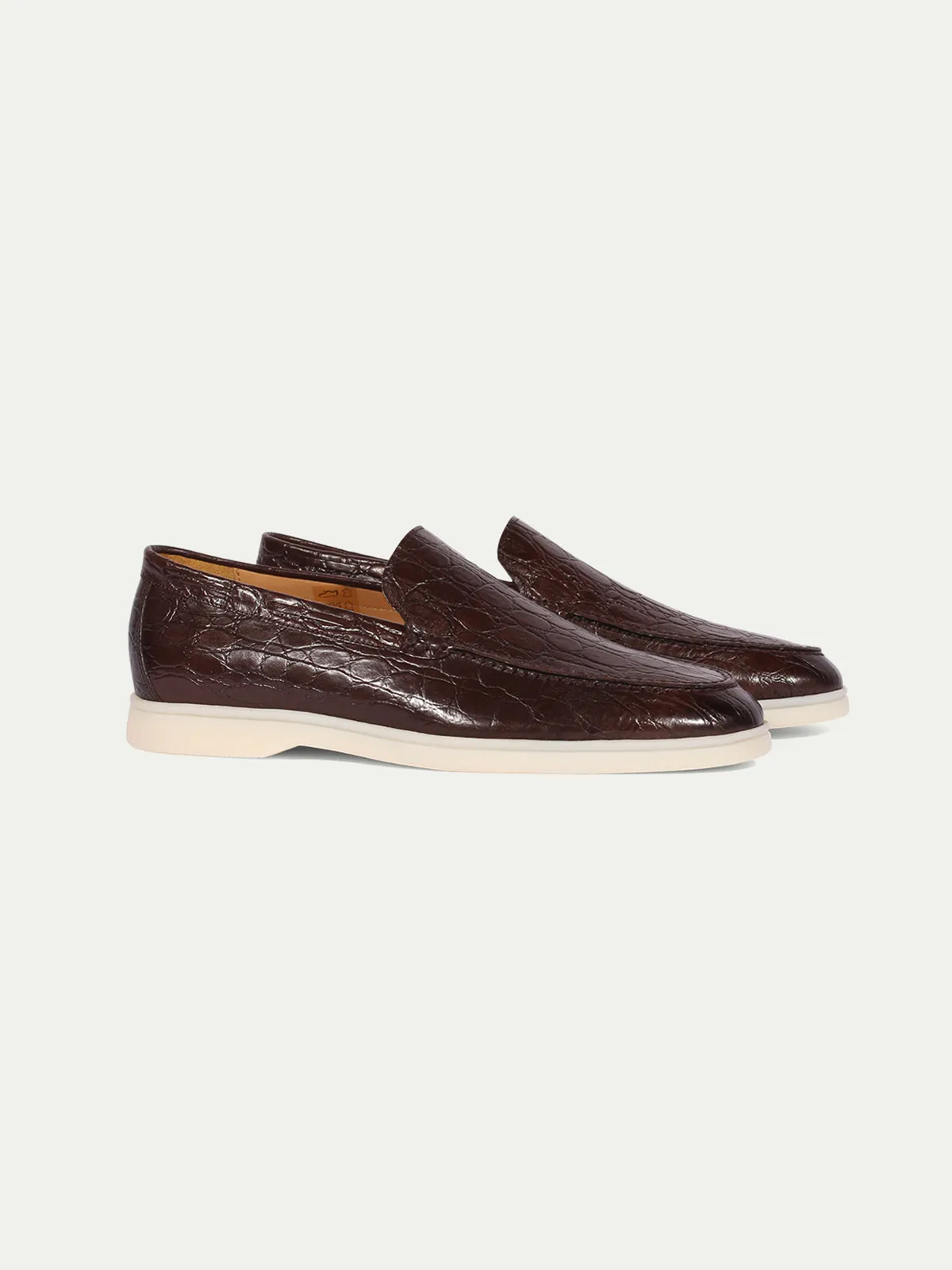 Brown Crocodile Yacht Loafers