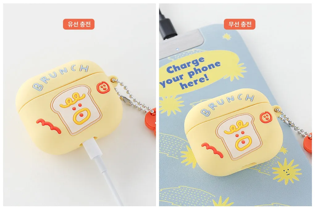 Brunch Toast Characters Airpods3 Cases Accessory Silicon Yellow Pink Keyring Protect Apple Gadget Cute Accessories