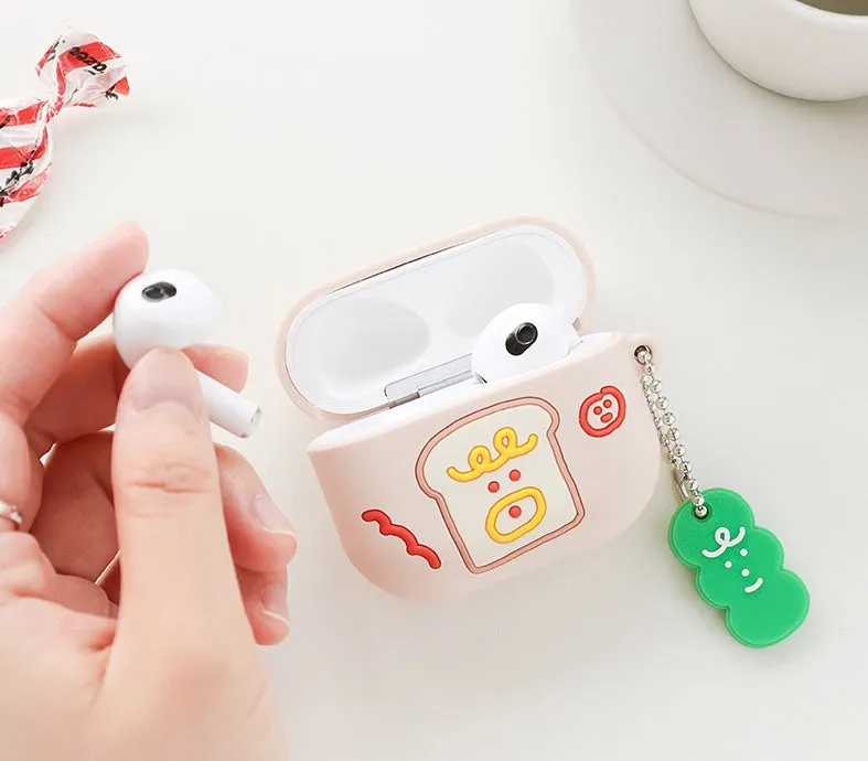 Brunch Toast Characters Airpods3 Cases Accessory Silicon Yellow Pink Keyring Protect Apple Gadget Cute Accessories