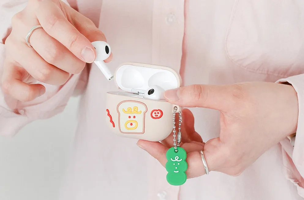 Brunch Toast Characters Airpods3 Cases Accessory Silicon Yellow Pink Keyring Protect Apple Gadget Cute Accessories