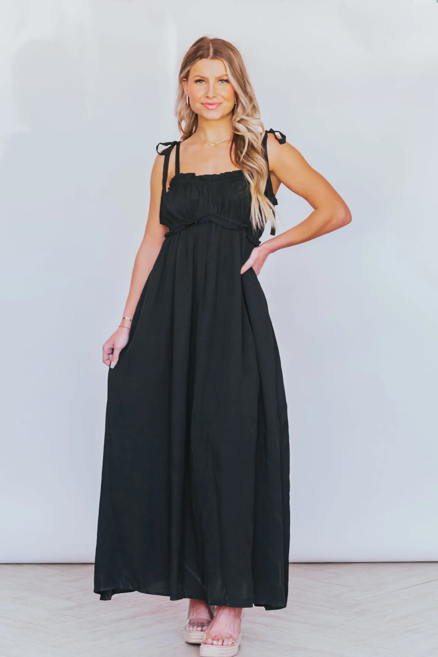 Cause for Commotion Black Maxi Dress