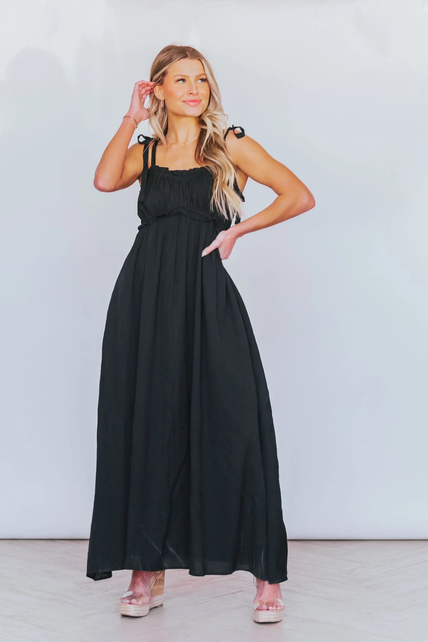 Cause for Commotion Black Maxi Dress