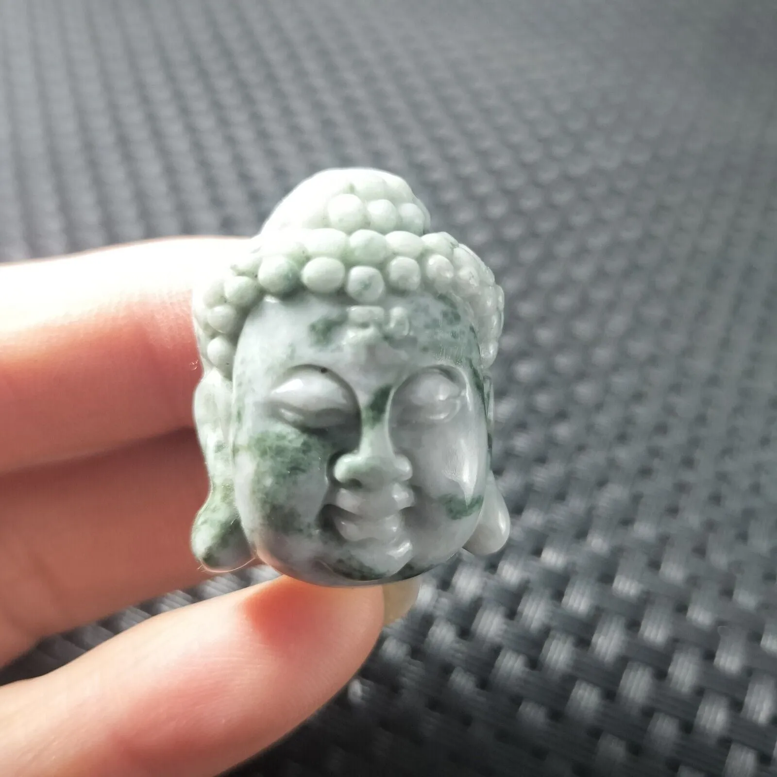 Certified Green Lavender Natural Type A Jadeite Carved Sakyamuni God Pendant 326