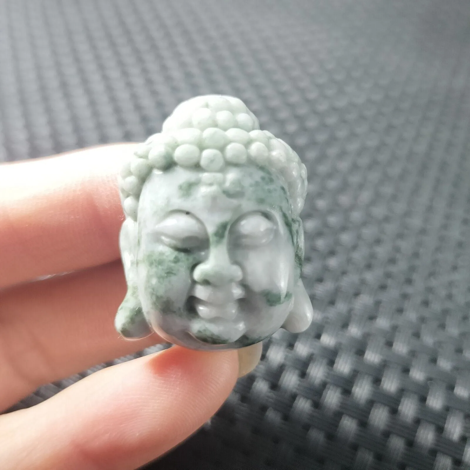 Certified Green Lavender Natural Type A Jadeite Carved Sakyamuni God Pendant 326