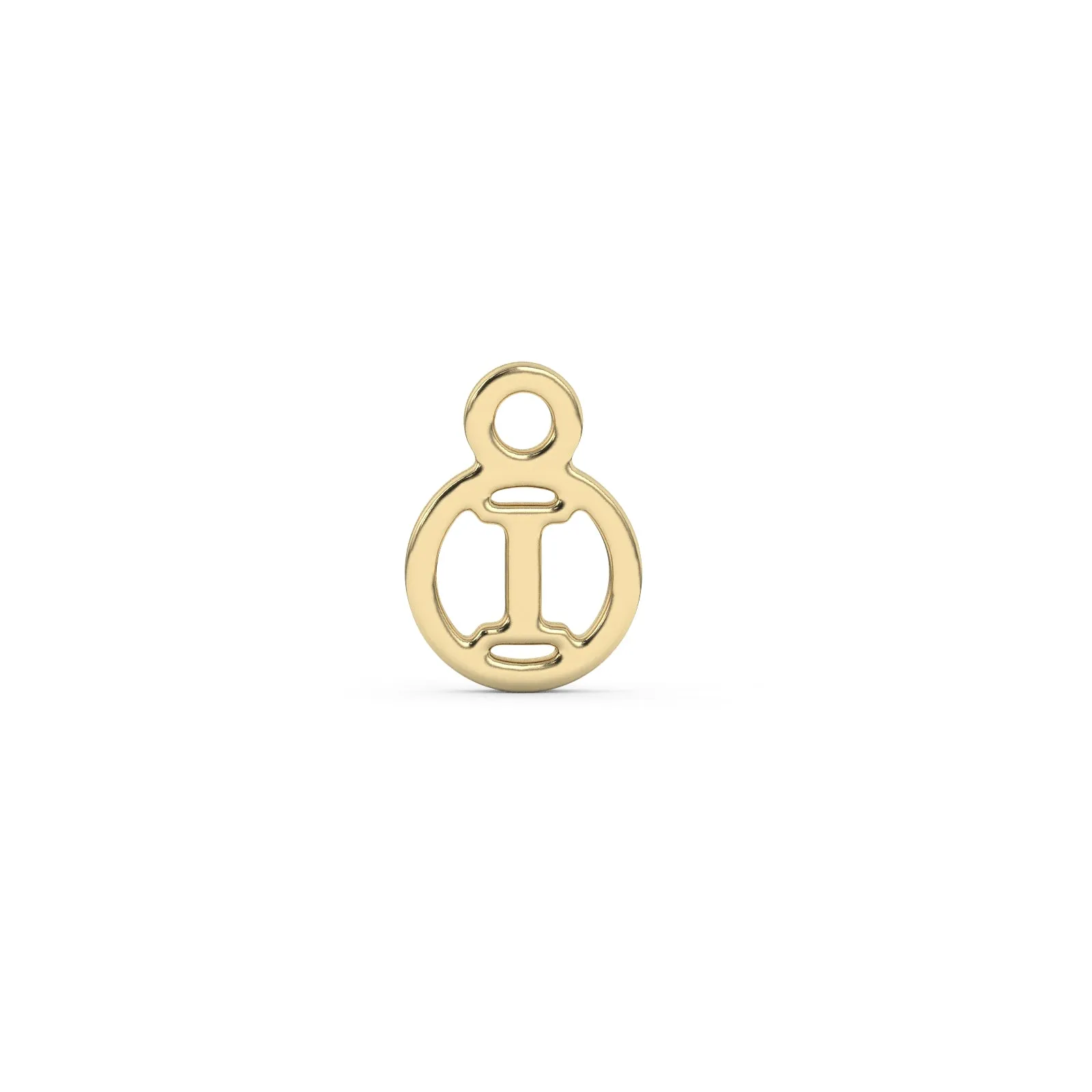 Circle Initial Charm - I | 10k Yellow Gold