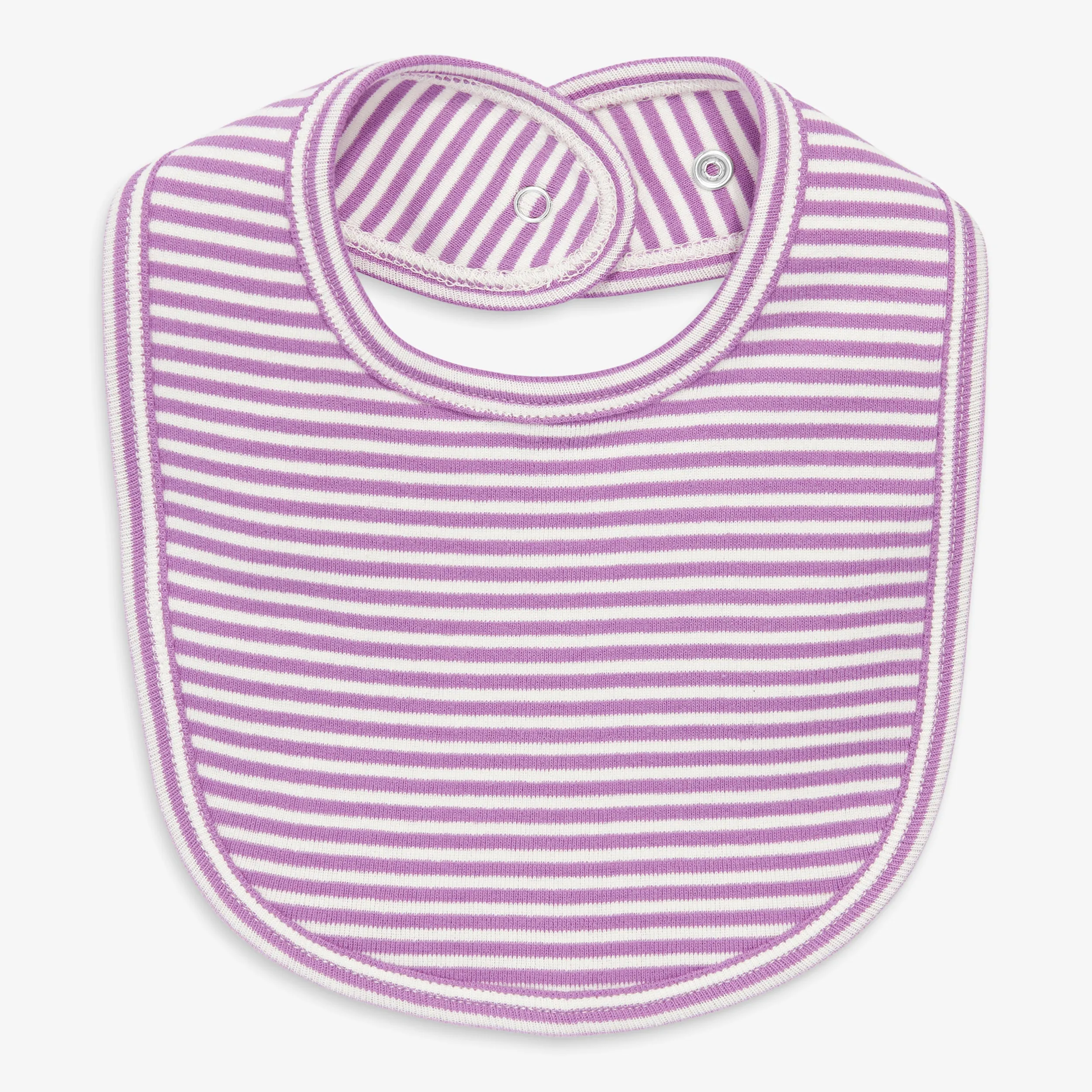 Clearance baby organic snap bib in mini stripe