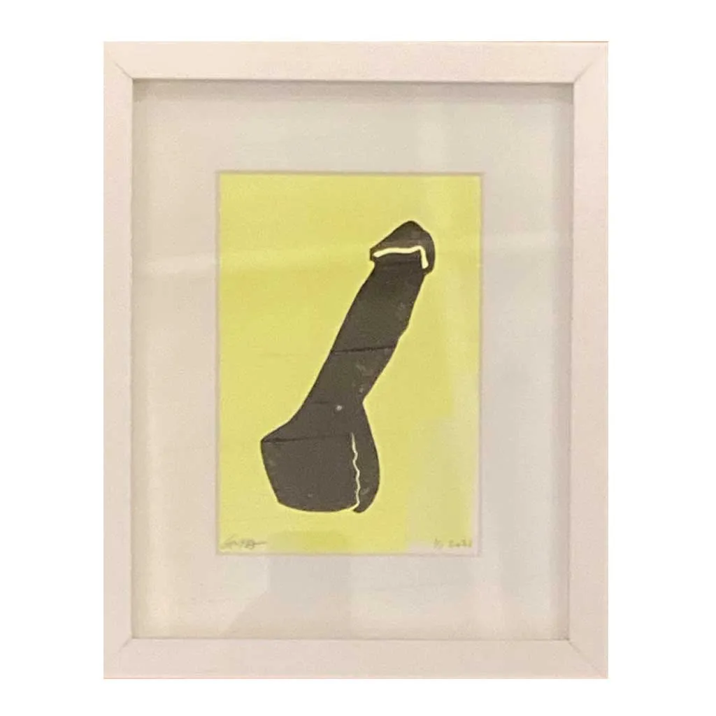 Cockery Block Print - Black Erect on Safety Yellow