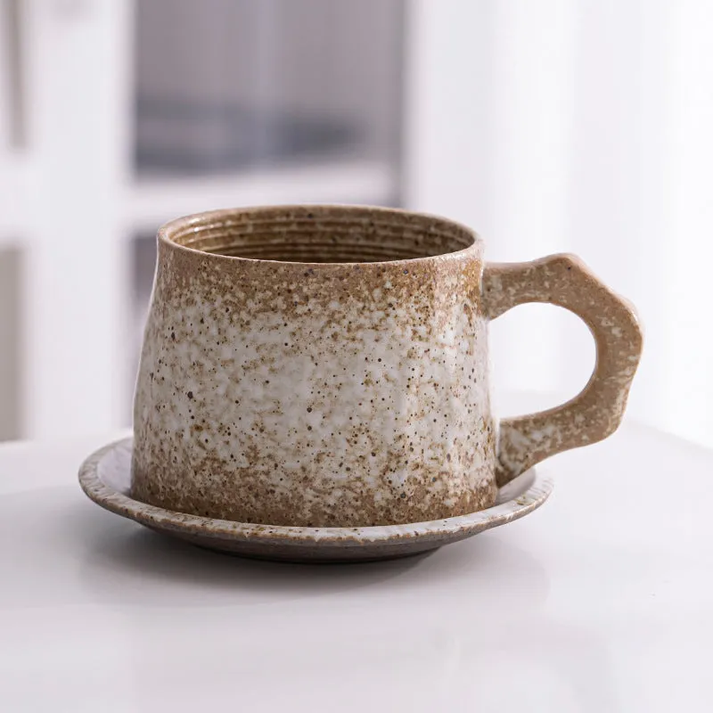 Creative stoneware coffee cup and saucer set