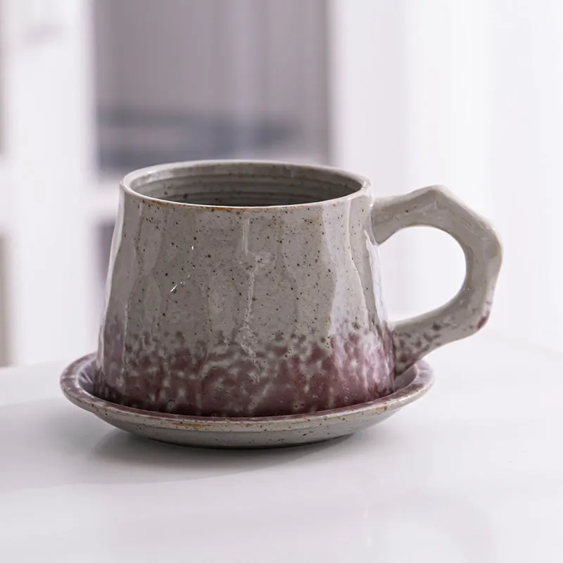 Creative stoneware coffee cup and saucer set