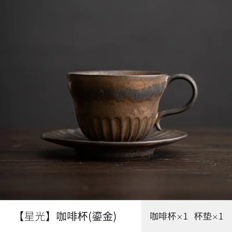 Creative stoneware coffee cup and saucer set